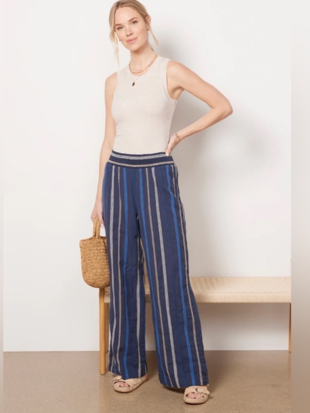 NWT Michael Stars “Bluestripe”Wide Leg Pants  size Medium